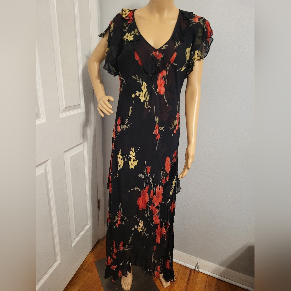 T Rose Black Floral Maxi Dress